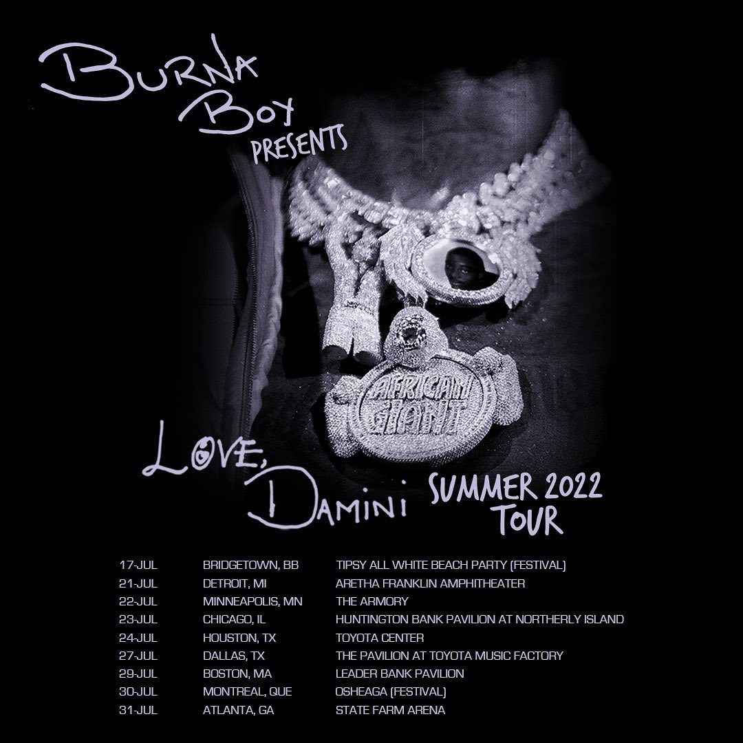 Burna Boy Summer 2022 'Love Damini' Tour